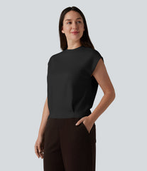 Round Neck Cap Sleeve Casual T-Shirt