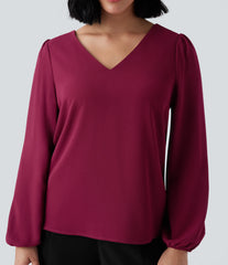 V Neck Long Sleeve Work Top