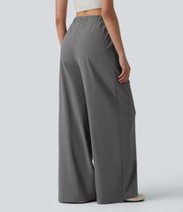 High Waisted Wide Leg Baggy Quick Dry Cool Touch Work Pants with Pockets-UPF40+