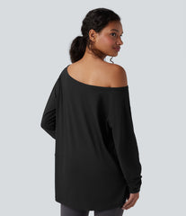 One-shoulder Long Sleeve Relaxed Yoga Sports Top