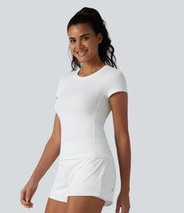 Round Neck Short Sleeve InstantCool Running Sports Top with Pockets-UPF50+