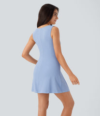 SoftlyZero™ QuickDry Square Neck Sleeveless 2-in-1 Pocket Mini Tennis Active Dress