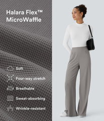 Halara Flex™ High Waisted Tummy Control Pockets Wide Leg Baggy Micro Waffle Work Pants