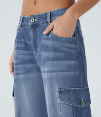 Halara Flex™ Low Rise Pockets Casual Baggy Wide Leg Cargo Jeans