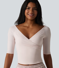 Crossover V-neck Half Sleeve Ultra-slim Fit InstantCool Casual Top-UPF50+