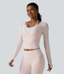 Long Sleeve Crossover Tie InstantCool Yoga Top-UPF50+