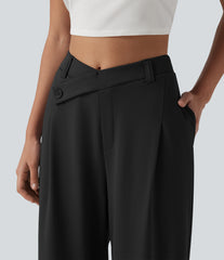 Halara Flex™ DayStretch Asymmetric High Waisted Work Baggy Pants with Pockets