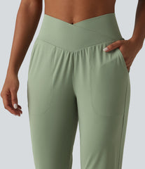 SoftlyZero™ High Waisted Crossover Tapered Yoga Joggers with Pockets-UPF50+