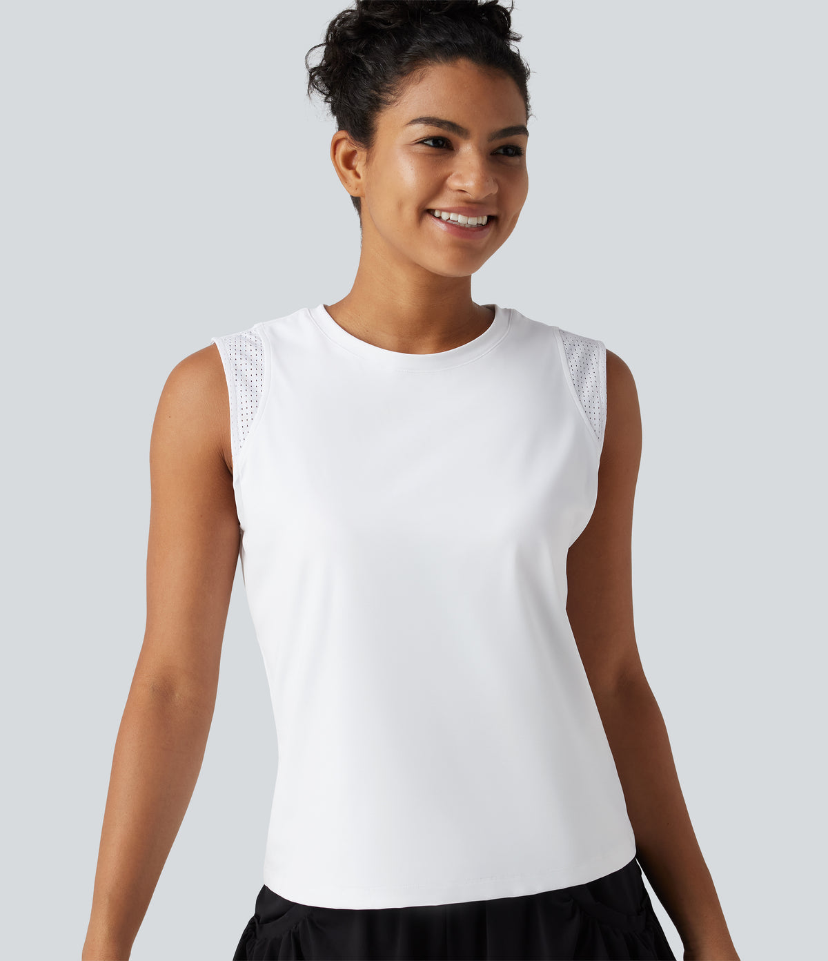 SoftlyZero™ Airy Round Neck Contrast Breathable Mesh InstantCool Running Tank Top-UPF50+