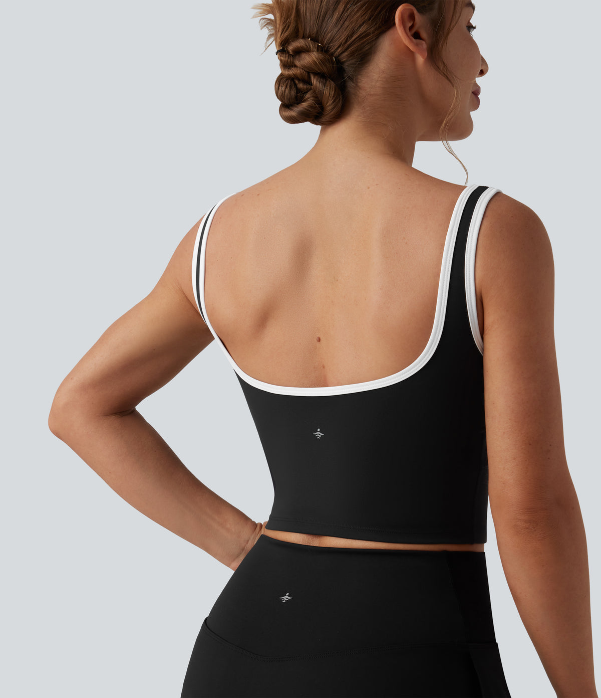 U-Neck Color Block Cropped Workout Tank Top