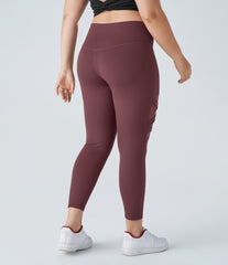 DayStretch High Waisted Crossover Contrast Mesh Decorative Buckle Yoga Plus Size Leggings