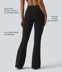 Halara UltraSculpt™ V-Shaped High Waisted Contrast Lace Yoga Flare Leggings with Pockets