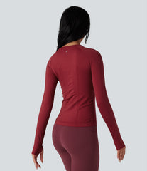 OneForm Seamless Flow Round Neck Long Sleeve Thumb Hole Yoga Sports Top