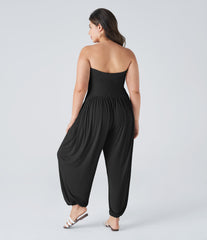 Ribbed Tube Pocket Casual Plus Size Jumpsuit