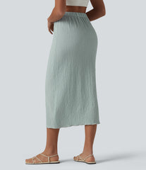 High Waisted Midi Casual Skirt