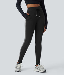 SoftlyZero™ Airy High Waisted Drawstring Pocket Color Block Full Length InstantCool Yoga Joggers-UPF50+