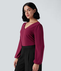 V Neck Long Sleeve Work Top