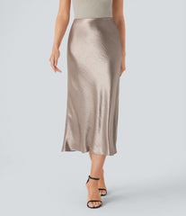 High Waisted Satin Midi Work Mermaid Skirt