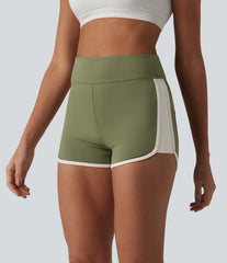 SoftlyZero™ Airy High Waisted Color Block InstantCool Workout Shorts 2.5'' with Pockets-UPF50+