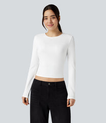 Round Neck Long Sleeve Slim Cropped Casual Baby Tee