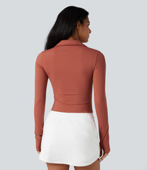 SoftlyZero™ Airy Round Neck Long Sleeve Thumb Hole InstantCool Yoga Sports Top-UPF50+