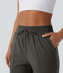High Waisted Drawstring Pockets Quick Dry Dance Cargo Joggers