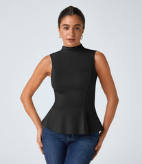 Funnel Neck Peplum Work Tank Top
