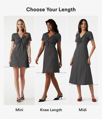 V Neck Short Sleeve Polka Dot Mini Casual Dress