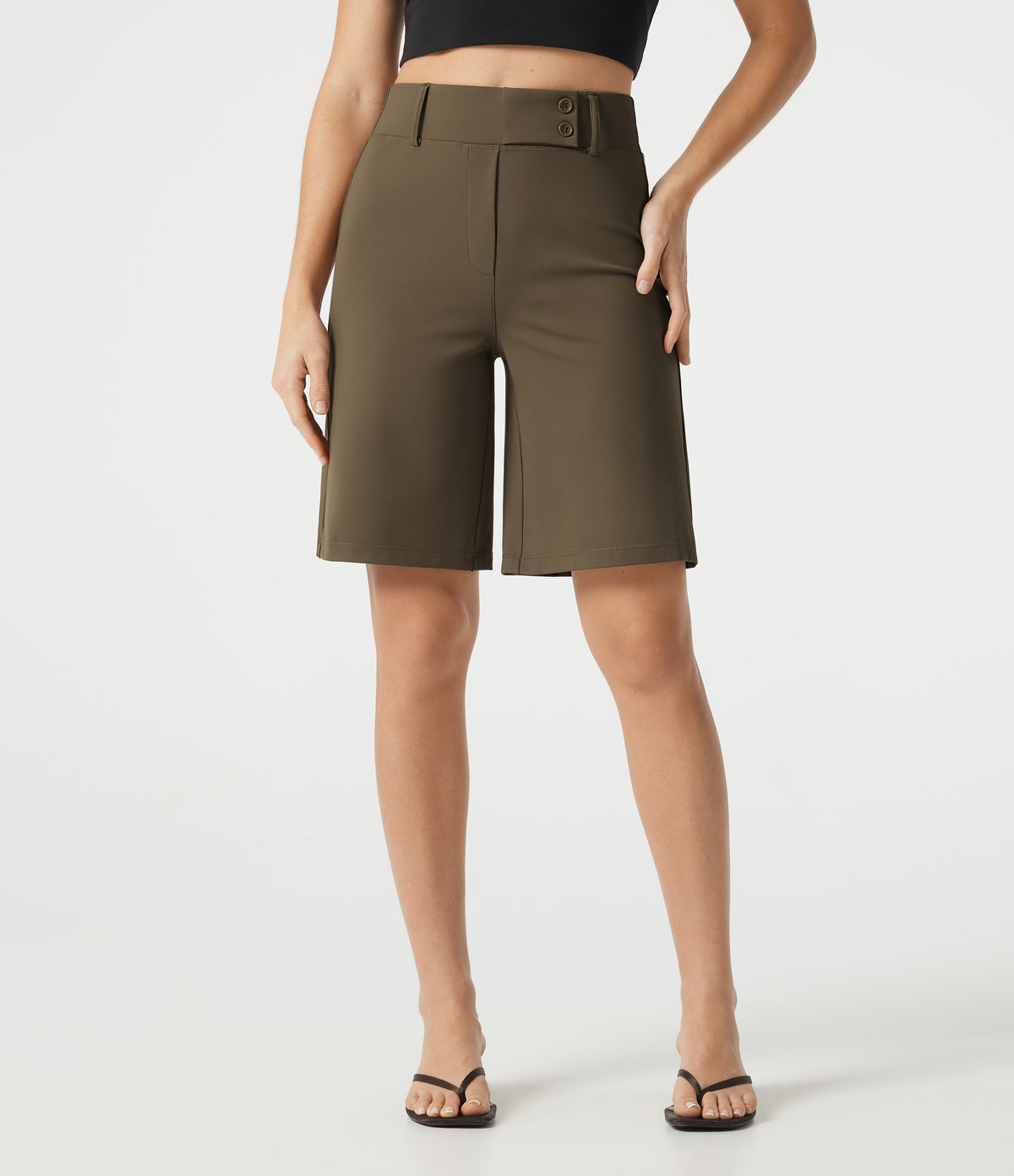 DayStretch High Waisted Work Baggy Shorts with Pockets