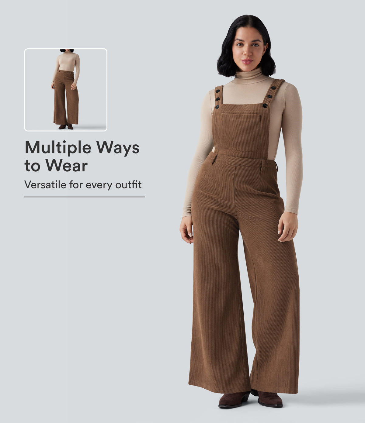 Adjustable Straps Corduroy Casual Detachable Overalls with Pocket