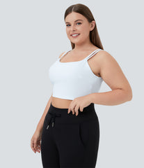 Double Straps Workout Plus Size Cropped Tank Top