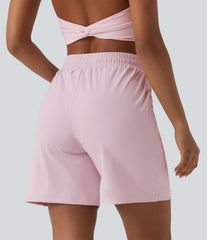 SoftlyZero™ Airy High Waisted Drawstring InstantCool Yoga Bermuda Shorts with Pockets-UPF50+