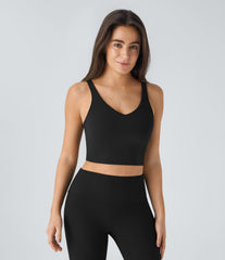 Padded V Neck Cropped Yoga Tank Top A-D Cups