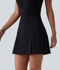 High Waisted Longer Mini 2-in-1 InstantCool Stripe Work A-Line Skirt
