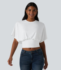 Round Neck Batwing Sleeve Casual Top