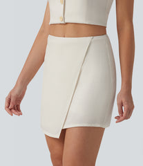 Mid Rise 2-in-1 Mini Casual Linen-Blend Skirt