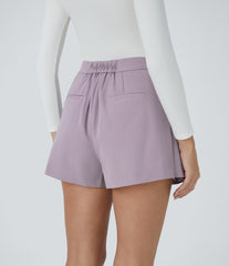 High Waisted Pleated Pocket Casual Shorts