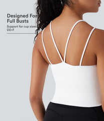 OneForm Seamless Flow Double Straps V Back Cropped Running Cami Top DD-F Cups