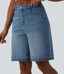 Halara Flex™ High Waisted Denim Casual Bermuda Shorts with Pockets