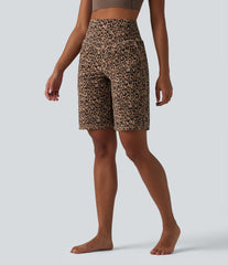 Halara UltraSculpt™ Leopard Print High Waisted Tummy Control Straight Leg Yoga Bermuda Shorts 10'' with Pockets
