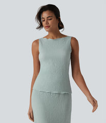 Boat Neck Casual Tank Top