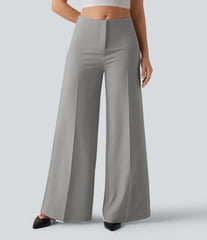 Low Rise Wide Leg Baggy Work Tailored Pants with Pockets