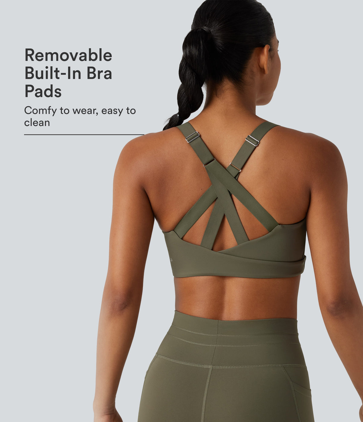 Medium Support Crisscross Back Adjustable Buckle Breathable Mesh Built-in Bra InstantCool Quick Dry Training Sports Bra-UPF50+