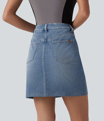 Halara Flex™ Denim Asymmetric Mid Rise Tummy Control Casual Skirt with Pockets