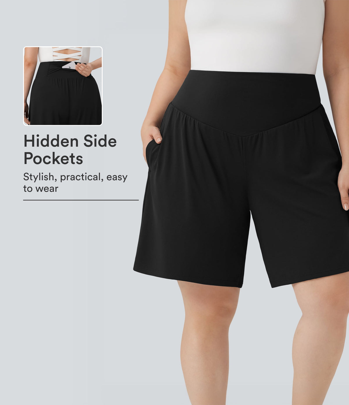 Plus Size SoftlyZero™ Airy High Waisted InstantCool Yoga Bermuda Shorts with Pockets