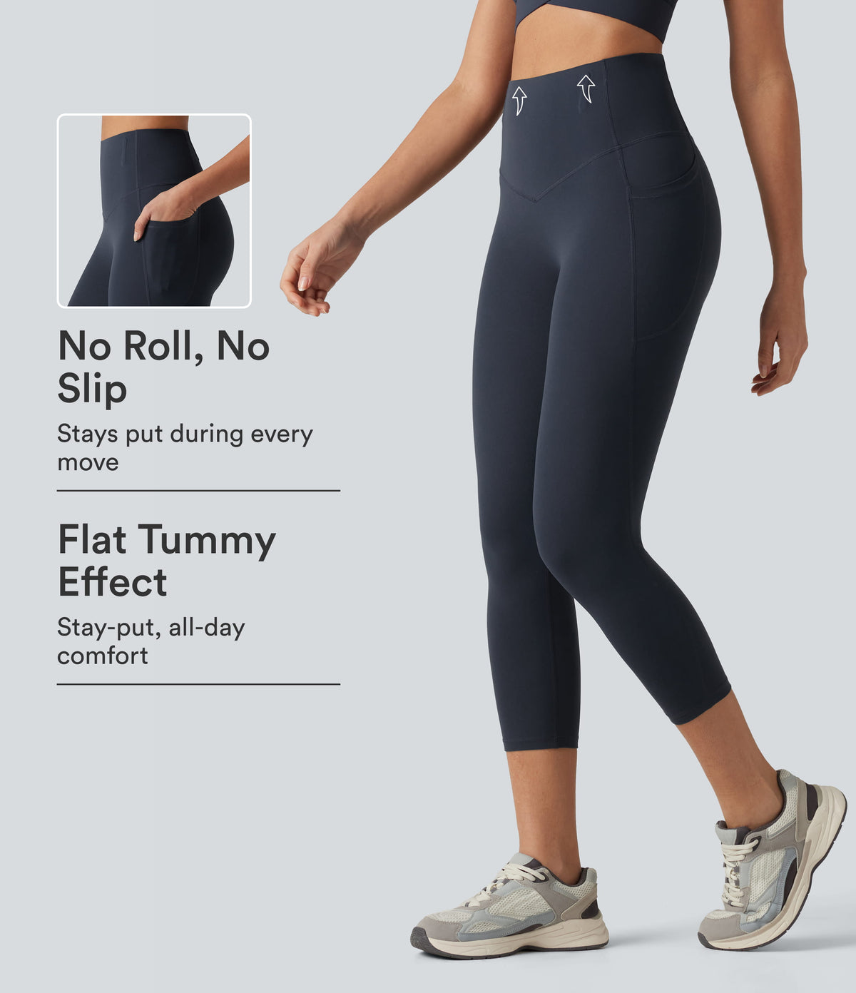 Halara UltraSculpt™ High Waisted Anti-Roll Tummy Control Shaping Workout Capri Leggings with Pockets