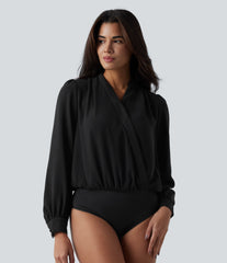 Crossover Long Sleeve Work Bodysuit