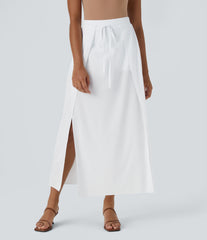 Breezeful™ High Waisted Tie Front Flowy 2-in-1 Maxi Quick Dry Casual Skirt