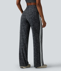 Halara UltraSculpt™ Leopard Print High Waisted Tummy Control Side Stripes Yoga Straight Leg Pants with Pockets