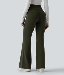 High Waisted Casual Flare Pants with Pockets